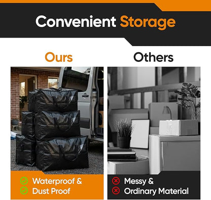 HOLDN’ STORAGE Extra Large Moving Storage Bag with Zipper Lid, Heavy Duty Reusable Tote for Clothes, Bedding, Books, Dorm & Home, Pack of 10 (Extra Large)