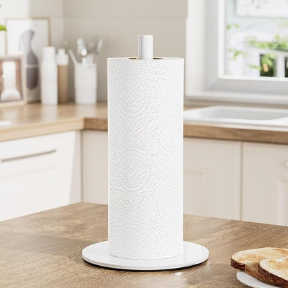 White Paper Towel Holder Free-Standing Kitchen Roll Holder, Kitchen Towel Holder for Kitchen Rolls Organizer, Classic Fashion Kitchen Roll Dispenser Suit for Any Kitchen