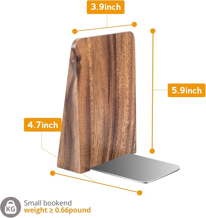 Walnut Book Ends Heavy Duty Handmade Bookends for Shelves Book Ends Decorative to Hold Heavy Books (Walnut Wood Small)