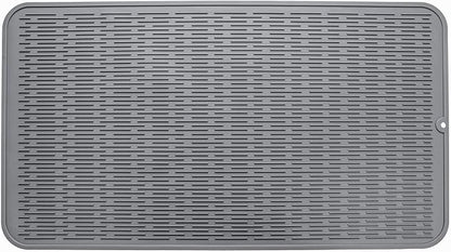 Silicone Dish Drying Mat for Multiple Usage,Easy clean,Eco-friendly,Heat-resistant Silicone Mat for Kitchen Counter or Sink,Refrigerator or Drawer Liner Grey 4XL 32 inches x 18 inches