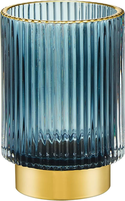 LEICURACE Makeup Brush Holder Organizer,Toothbrush Holders,Desk Pen Pencil Holder,Multifunctional Vintage Glass Brush Cup(A3-24-US)