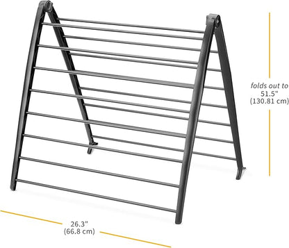 Whitmor Spacemaker Folding Drying Rack, Indoor Clothes Organizer with Patent-Pending Design, Space Saving, 6" L x 26" W x 51.5" H, Black
