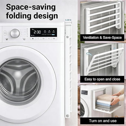Magnetic Appliance Shelf, Metal Side Storage Organizer for Refrigerator, Washing Machine & Bathroom, Space Saving Utility Rack for Laundry Detergent, Towels, Kitchen Supplies (White)