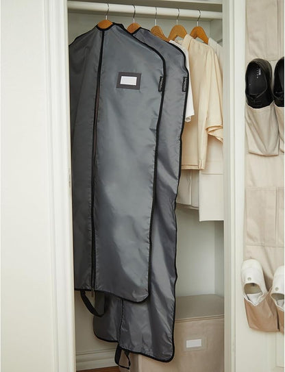Covermates Keepsakes Garment Bag Set - Premium Polyester - Full Length Zipper - ID Window - Carrying Handles - Closet Storage, Grey