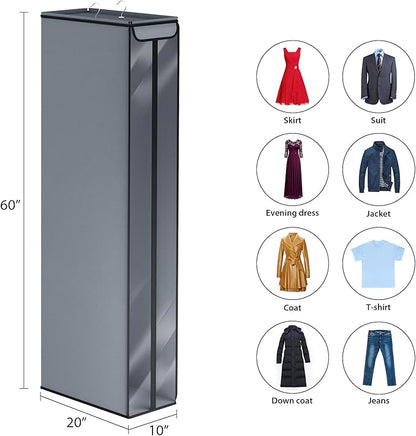 Univivi Garment Bags for Hanging Clothes 60", Hanging Garment Bags for Closet Storage with Large Clear Window, Garment Storage Bags for Suits, Coats, Dresses, 1 Pack