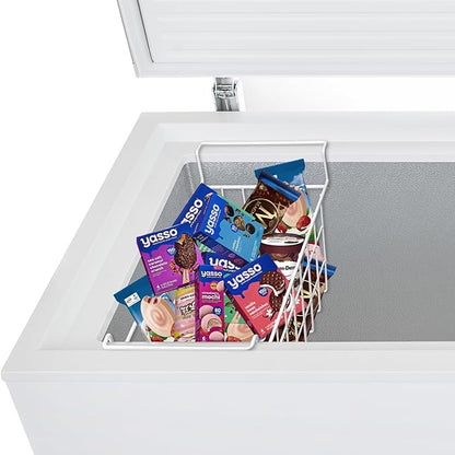 Orgneas 16.5 Inch Freezer Organizer Bins, Metal Wire Basket Bins, Replaces Chest Freezer Basket, Hangable, Sturdy, White