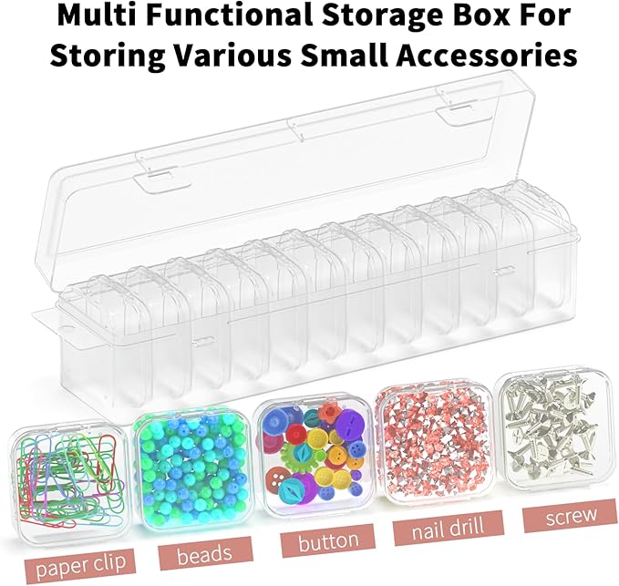 Bead Organizer Box, 13 Pcs Compartments Bead Organizer Box Set, Mini Clear Plastic Storage Containers for Bracelet Making DIY, Jewelry, Small Parts