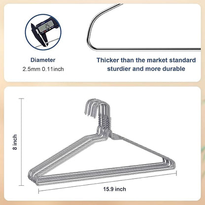 SPECILITE Wire Metal Clothes Hangers Bulk 300 Pack for Standard Size Suits, Coats, Shirts, Pants, Skirts, Space Saving, Non Slip,16 Inch 12 Gauge Ultra Thin, Silver