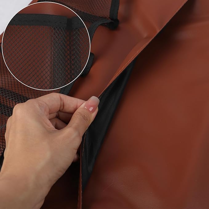 IPENNY No-Slip PU Leather Sofa Armrest Organizer, Remote Control Holder Arm Chair Beside Storage Bag for Recliner Couch with 5 Pockets for Tablet, Magazines, Phone (Brown)