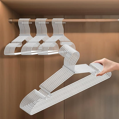 30 Pack Aluminum Hangers - Silver Skirt, Heavy Duty Standard, Suit, Dress, and Wedding Hangers