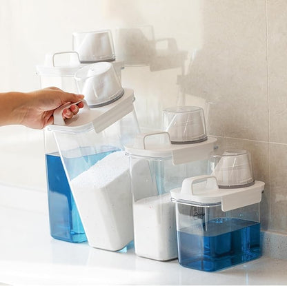 Laundry Detergent Dispenser-2 Pack, 98 oz Detergent Dispenser with 4 Removable Labels, Laundry Soap Dispenser for Laundry Room Organization and Storage, BPA Free & PET Plastic Clear