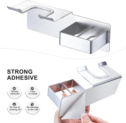WAYASI Blow Dryer Holder Wall Mounted, Hair Dryer and Straightener Holder, Hairdryer Holder for Bathroom, Curling Iron Holder, Salon Hair Tools Organizer Storage, Silver