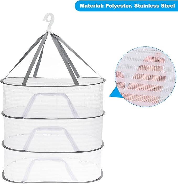 PATIKIL Folded Mesh Clothes Hanging Dryer, 3-Tier Sweater Drying Rack Folding Laundry Drying Rack for Indoor, Outdoor, Sweater, Clothing, 23.6" x 15.7" x 40.9"