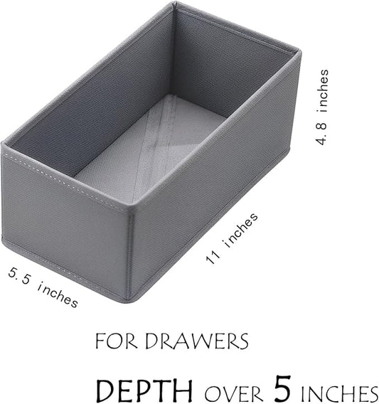 Dresser Drawer Organizer 3-Pack Gray - Small Storage Bins for Socks & Underwear, Foldable Fabric Dividers for Closet
