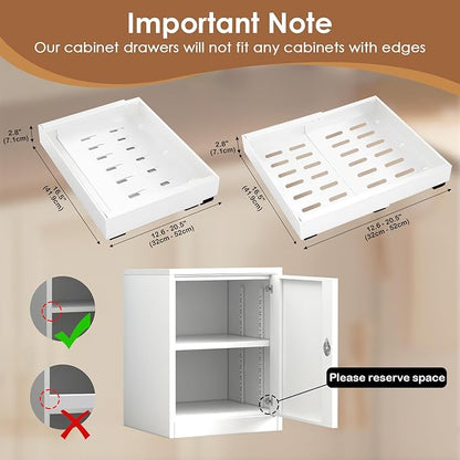 THMINS 4 Pack Pull Out Cabinet Organizer, 16" Deep Expandable(12.6"-20.5") Heavy Duty Slide Out Drawers, Pull Out Drawers for Cabinets Suitable for Kitchen Storage (White)