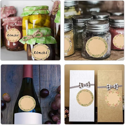 BESARME 600 Pcs 2" Canning Labels for Jar Easter Gift Tag Stickers Kraft Labels for Jar Floral Stickers Food Containers Lids Spice Bottle Sticker