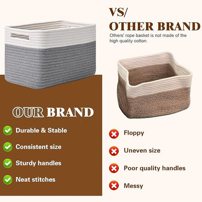 Storage Baskets for Organizing, 4 Pack Storage Baskets for Shelves, Woven Basket for Shelves, Closet Organization, Rectangle Organizer Basket Gifts Empty, 13"Lx8.7"Wx7.9"H Decorative Bins with Handles