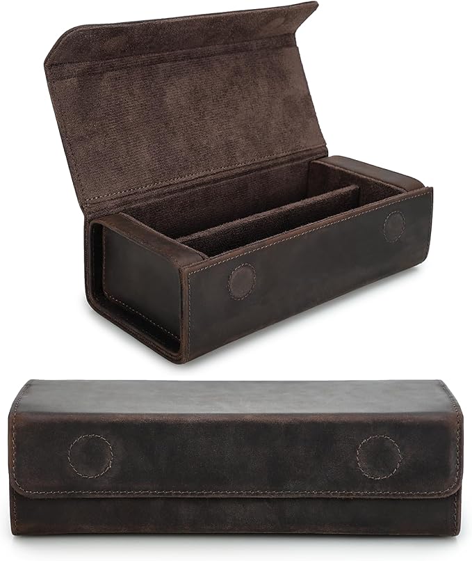 CataPurus Sunglasses Organizer Case for Man & Woman, Top Grain Leather & Handmade, Portable Travel Eyeglasses Storage Holder
