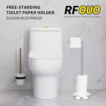 Brushed Nickel Toilet Paper Stand,Free Standing Toilet Paper Holder Stand,4 Pounds Bathroom Toilet Paper Storage with Heavy Base for 4+1 Rolls,Toilet Tissue Holder,Toilet Roll Stand, RGJ-1C