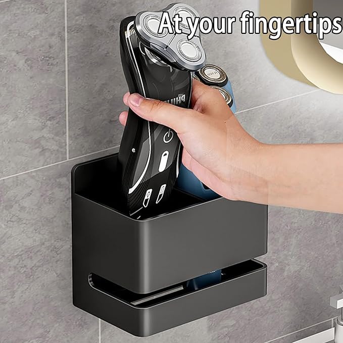 YESENT Aluminum Electric Toothbrush Holder - Bathroom Wall Mounted Toothbrush Holder (Black, Double Slot)