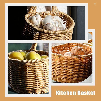 Cabilock Kitchen Hanging Storage Basket for Garlic and Vegetables Woven Wall Organizer for Home Practical Sundries Container Light