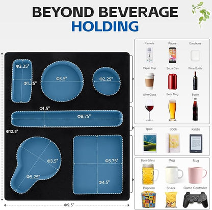G GOOD GAIN Couch Cup Holder Pillow-Sofa Cup Holder Cozy Buddy | Bed Drink Caddy Holds Tablet, Remote, Snacks | Waterproof Anti-Spill Sofa Beverage Tray for Car, Park, Beach, Picnic, Boat, RV(Black)