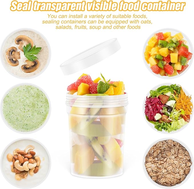 LEAWALK 32oz-6 Pack Deli Container with Lids,Plastic Freezer Soup Storage Containers BPA Free,Leak Proof,Stackable, Microwave Dishwasher Safe