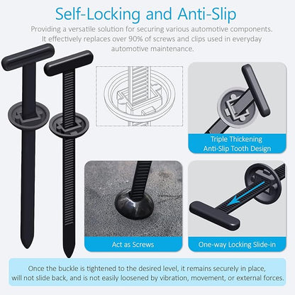200PCS Upgraded Nylon Universal Cable Tie Buckle, Heavy Duty Self-Locking Rivet Zip Ties, Multifunctional Cable Tie Buckle for Car Daily Repair, Home, Office, Garden, Workshop(200Pcs)