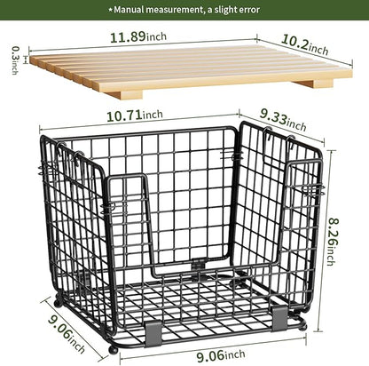 Wire Storage Basket for Kitchen Pantry: GGIU Stackable Kitchen Counter Organizers - Wire Organizing Bin for Produce Vegetable Potato and Onion Black