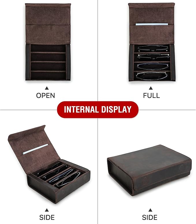 CataPurus Sunglasses Organizer Case for Man & Woman, Top Grain Leather & Handmade, Portable Travel Eyeglasses Storage Holder