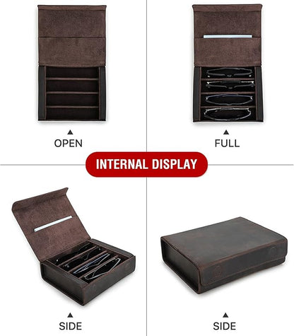 CataPurus Sunglasses Organizer Case for Man & Woman, Top Grain Leather & Handmade, Portable Travel Eyeglasses Storage Holder