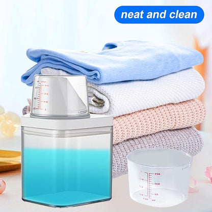 Laundry Detergent Dispenser for Laundry Room Organization and Storage, Laundry Soap Dispenser Laundry Detergent Bottle with Laundry Detergent Cup, BPA Free & PET Plastic Clear (700ML)