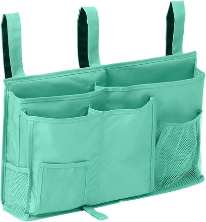 Bunk Bed Organizer - Bedside Storage Caddy with Pocket, Hanging Organizer for Camp, Dorm, Room, Hospital Bed Rail and More (Light Blue)