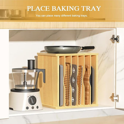 sandpaint 7 Tier Wooden Cabinet Tray Dividers,Kitchen Cabinet Tray Divider for Pans, Storing pans, Baking trays, Cutting Board