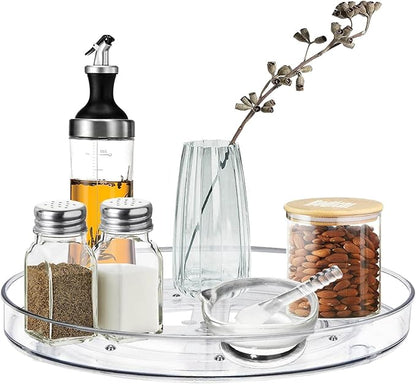 2 Pack Lazy Susan Organizer, 10.6" Clear Lazy Susan Turntable for Kitchen Cabinet,Turntable Organizer for Countertop, Pantry Organization and Storage