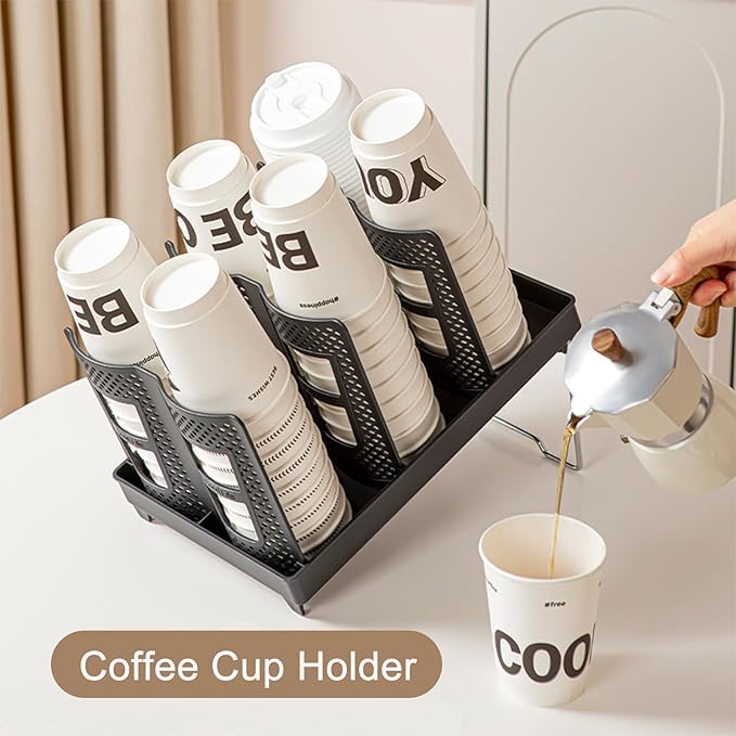 Coffee Cup Holder, Plastic Cup Holder 6 Slots, Suitable for Countertop Coffee Station, Bar, Restaurant, Breakroom Home
