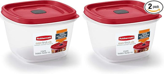Rubbermaid Easy Find Lids Food Storage Container, 7-Cup | Racer Red | Pack of 2
