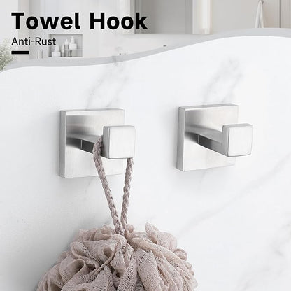 TNOMS Brushed Nickel Towel Bar Set,5-Pieces Bathroom Hardware Accessories Set,Towel Racks Set for Bathroom 23.6 Inch Towel Bar Stainless Steel Wall-Mounted