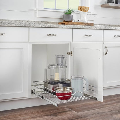 Rev-A-Shelf Kitchen Cabinet Pullout Shelf and Drawer Organizer Slide Out Pantry Storage Basket in Multiple Sizes, 18 x 22 In, 5WB1-1822CR-1