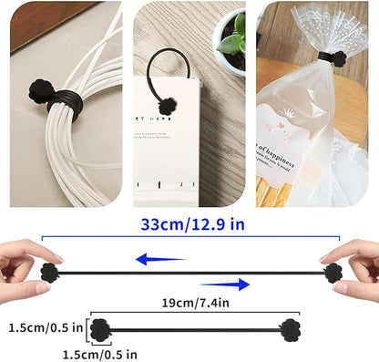 SOOOEC Black Magnetic Cable Ties, 20 Pack 7.2" Magnetic Cord Ties Cute Cloud Design, Silicone Magnetic Ties for Cord Organizer, Black Color.