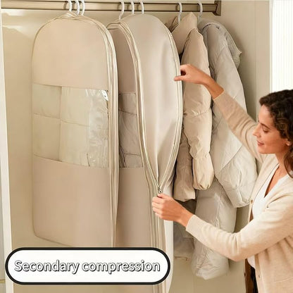 Garment Bag for Travel and Storage, Hanging Clothes Cover with Zipper for Suits, Dresses and Coats, Portable Suit Bag for Men and Women