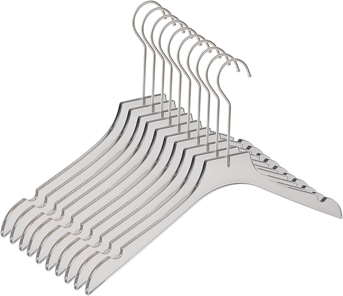 ShgHzz Clear Hangers 10 Pack, Crystal Clear Luxury Non-Slip Hangers for Suits, Coats, Dresses, Heavy Duty Thin Design Saves Closet Space Smoky Gray