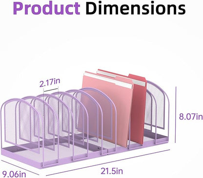 SUPEASY File Organizer 9-Section Mesh Desk Organizer, Upright File Organizer Desktop Organizer File Sorter, File Folder Holder for Office Supplies, Purple