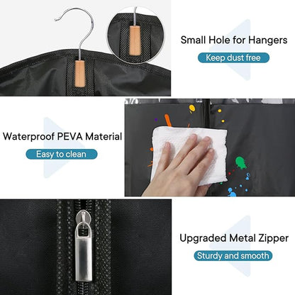 5 Pack - Moucas 50" Black Garment Bag, Mens Suit Bags for Closet Storage and Travel, Garment Bags for Hanging Clothes, Suit Cover Bags with Zipper for Coats, Dresses, Shirts