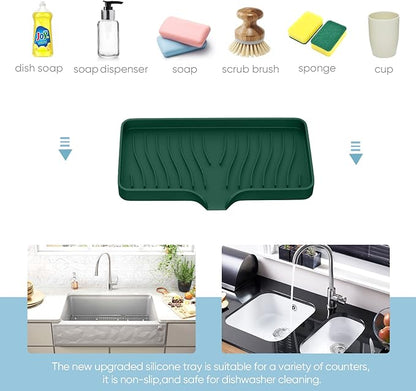 Silicone Soap & Sponge Holder - Self Draining Sink Organizer - Caddy for Bathroom or Kitchen