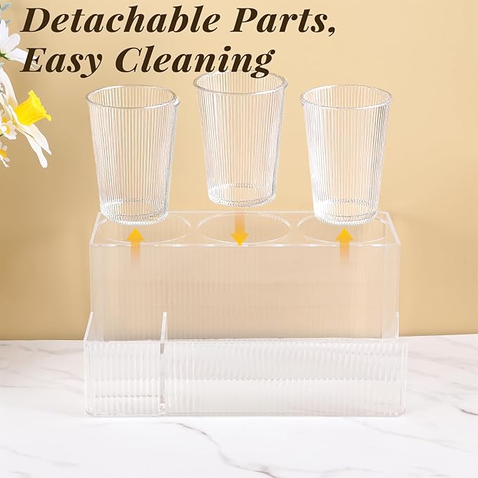 Hair Tool Organizer, Clear Acrylic Hair Dryer and Styling Organizer, Bathroom Countertop Blow Dryer Holder, Vanity Caddy Storage Stand for Accessories, Makeup, Toiletries
