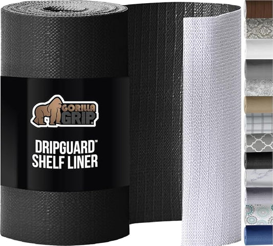 GORILLA GRIP Slip Resistant Drawer and Shelf Liner 2 Pack, Non Adhesive Water Resistant, Easy Clean and Trim, Smooth Surface Liners for Kitchen Cabinet, Shelves, Drawers Pantry, 17.5 IN x 20 FT, Black
