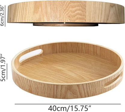 i-lan 16" Wooden Lazy Susan Turntable Tray – 360° Rotating with Handles, High Edges & Non-Slip Base – Thoughtful Gift for Housewarming, Wedding or Christmas – Fits Kitchen, Dining & Living Room