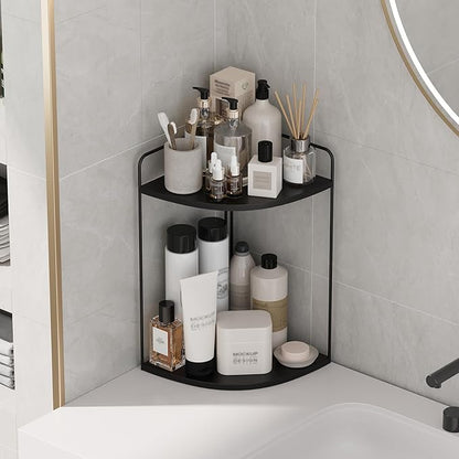 Forest Angle Bathroom Counter Organizer,Countertop Organizer,Vanity Organizers,Bathroom Storage,Bathroom Sink Caddy,Counter Shelf,Corner Counter,Corner Shelves(Black)