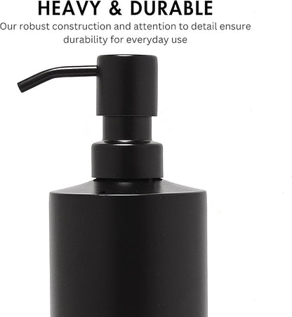 Yew Design Black Soap Dispenser Stainless Steel for Bathroom and Kitchen Sink, 15oz Refillable Round Rustproof Hand Dish Soap Dispenser Pump for Detergent, Lotion, and Countertop